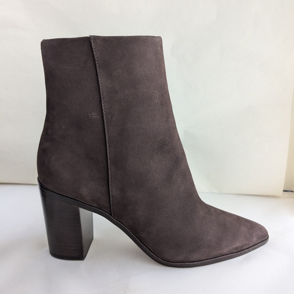 Schutz Mikki Block Heel Brown Suede Bootie Pointed Toe Nobuck Size 8 - Picture 5 of 14